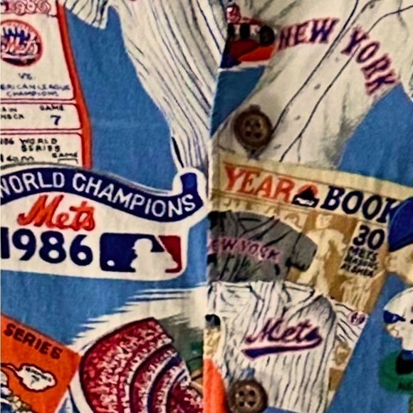 VINTAGE Reyn Spooner New York Mets Shirt Mens XL Blue Hawaiian USA AOP - Picture 7 of 15
